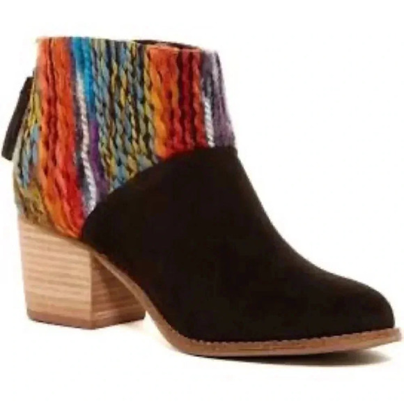 NWT Toms Multi Textile Leila Chocolate Brown Suede Ankle Booties - Picture 1 of 9